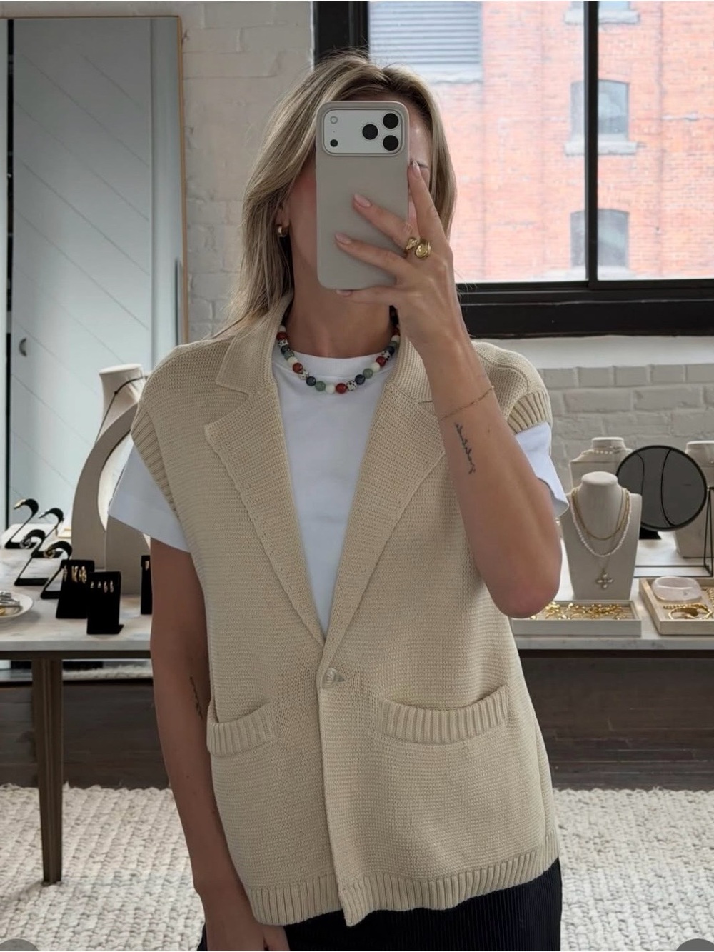 KOTN 100% Cotton Fine Knit Buttoned Vest